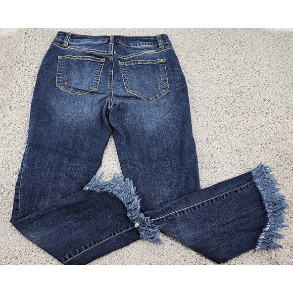 INC International Concepts Womens Jeans Cropped Fringe Straight Mid Rise Blue 4 - Picture 5 of 16